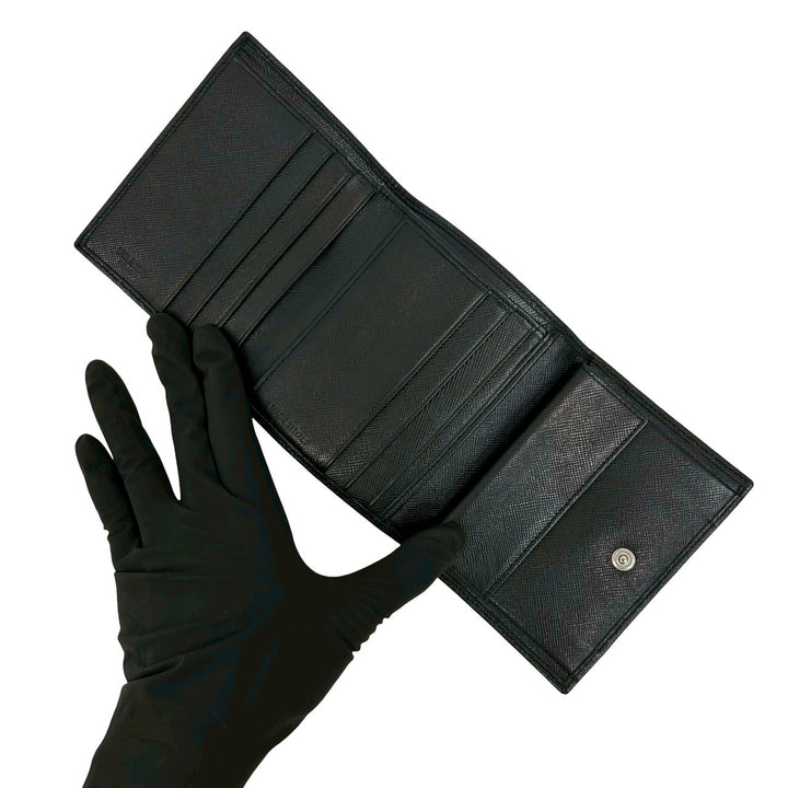 trifold wallet prada