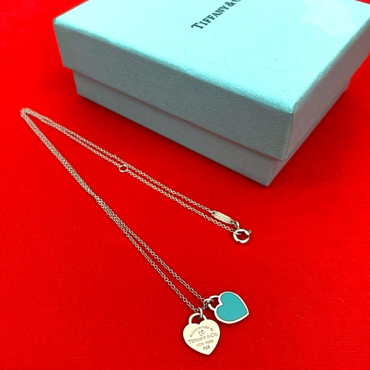 Necklace Tiffany Return Toe Tiffany Blue Double Heart